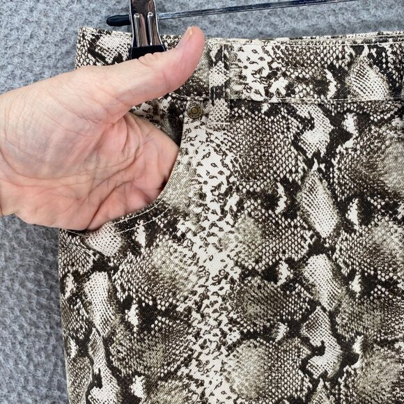 Chicos Skirt Womens 2 US 12 Brown Snake Print Denim Knee Length Stretch Straight - Picture 5 of 11